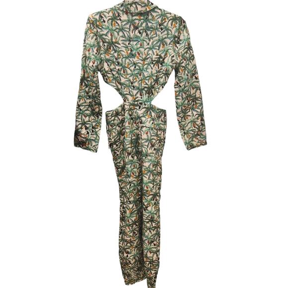 Farm Rio Mini toucans linen cutout blazer jumpsuit size small - Picture 4 of 7